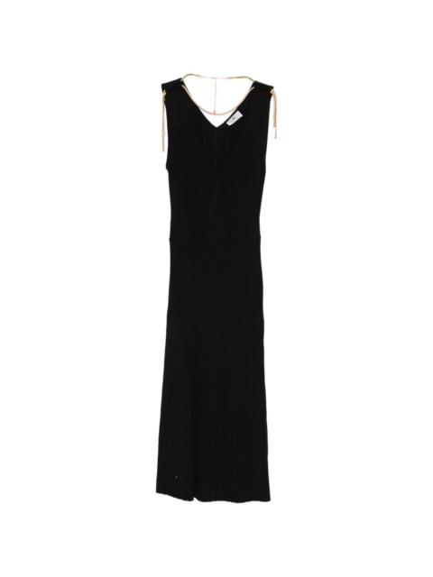 ELISABETTA FRANCHI V-neck ribbed midi dress