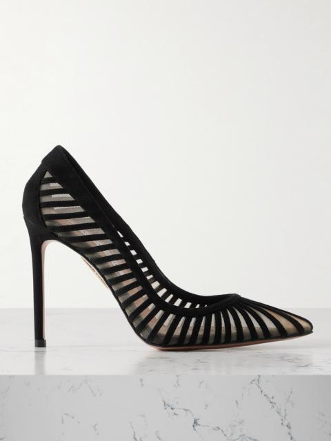 AQUAZZURA Passions 105 Tulle And Suede Pumps