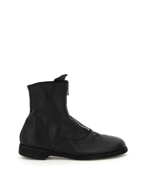 Guidi Front Zip Leather Ankle Boots