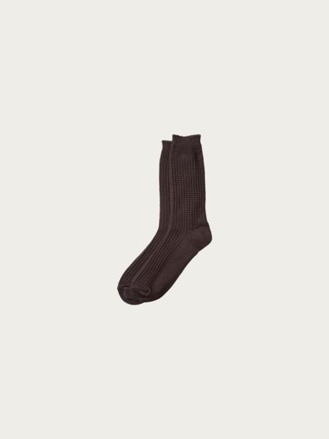 ROTOTO® Cotton Waffle Crew Socks - Dark Brown