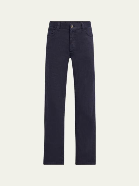 ZEGNA Men's Comfort Linen and Cotton Five-Pocket Pants