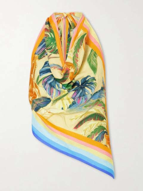 FARM RIO Rainbow Summer Floral-print Satin Top