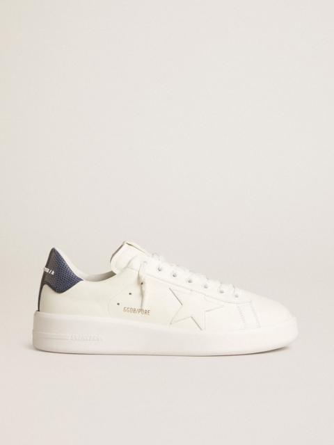 Purestar in leather with white star and blue lizard leather heel tab