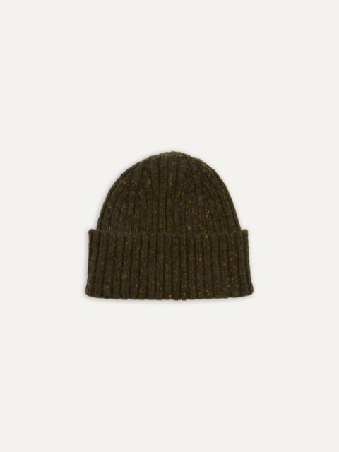 Drake's Green Ribbed Merino Donegal Knit Cap