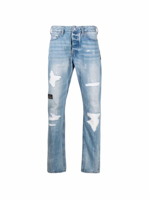 EVISU slim-fit ripped jeans