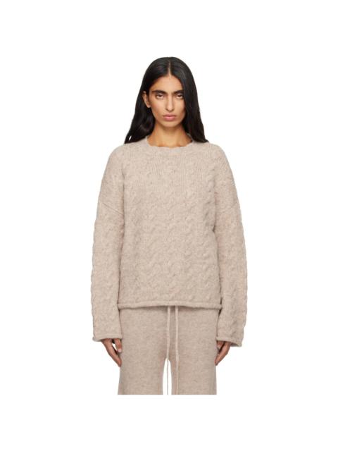 LAUREN MANOOGIAN Beige Cable Crewneck Sweater