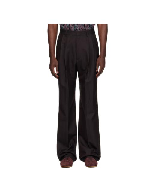 Dries Van Noten Brown Straight-Leg Wool Trousers