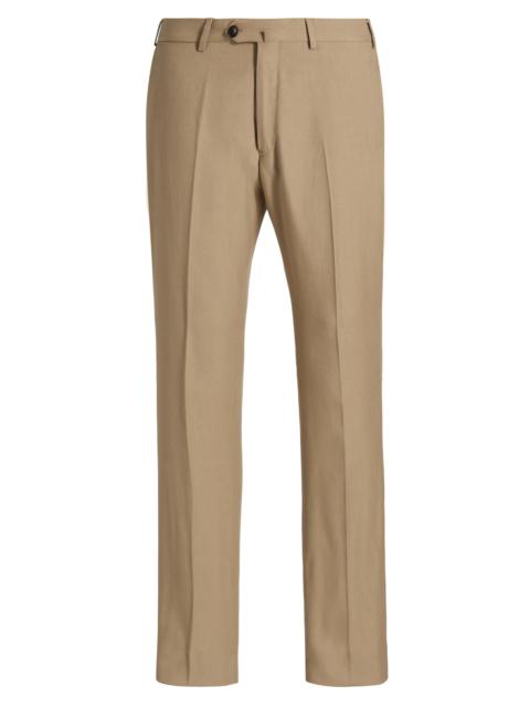 EMPORIO ARMANI Men's Crease-Front Trousers - Dark Tan