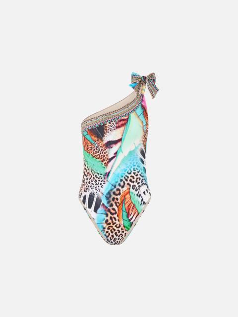 CAMILLA DRAPED ONE SHOULDER ONE PIECE W TIE TRIM BUTTERFLY BOHEMIA