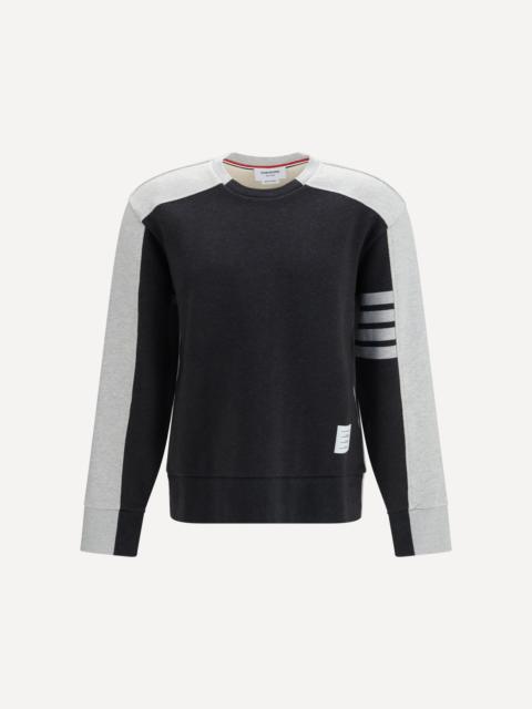 Thom Browne Colorblock Crewneck Sweatshirt with 4-bar detail