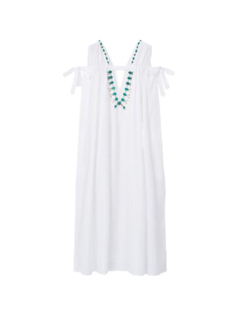 FORTELA turquoise stone V-neck dress