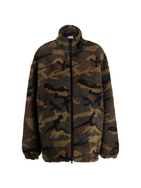 camouflage-print fleece jacket