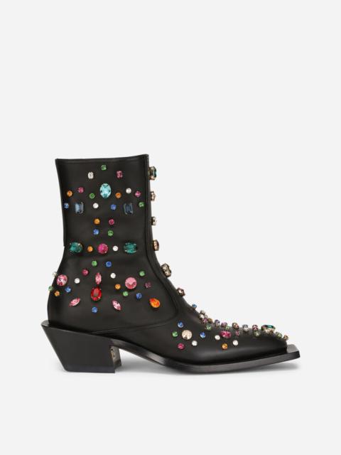 Dolce & Gabbana Embroidered Shiny Tex boots