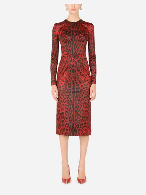 Dolce & Gabbana Calf-length bustier dress with leopard print