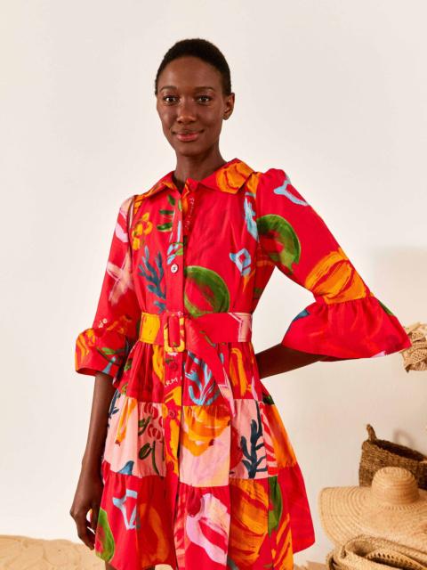 FARM RIO Red Mixed Fruits Ocean Mini Dress
