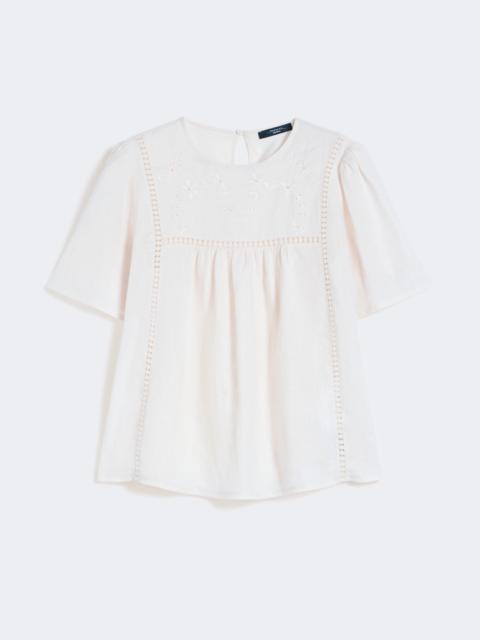 WEEKEND Max Mara Linen canvas and stretch jersey top - ECRU