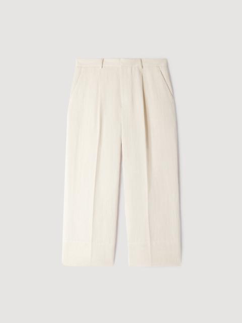 Sandro WIDE-LEG COTTON LINEN TROUSERS