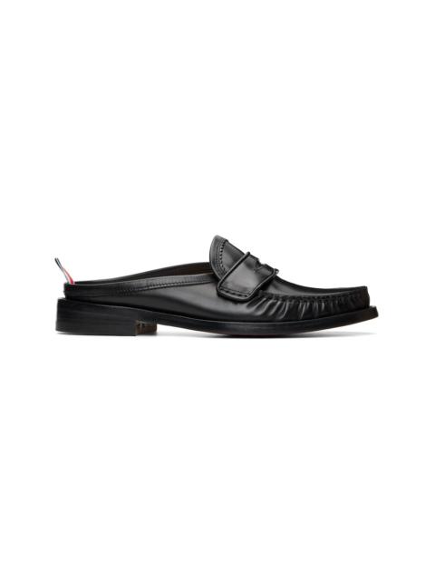 Thom Browne Black Calf Flexible Leather Mule Penny Loafers