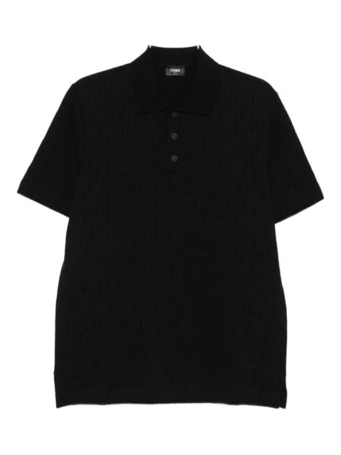 FENDI Fendi Polo In Jacquard Ff Piquet Black Clothing