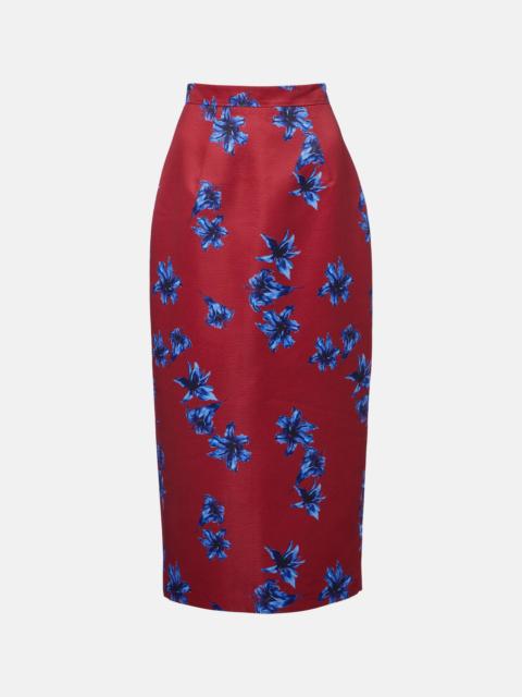 EMILIA WICKSTEAD Lorelei floral duchess satin pencil skirt