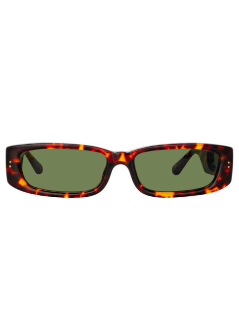 LINDA FARROW TALITA RECTANGULAR SUNGLASSES IN TORTOISESHELL