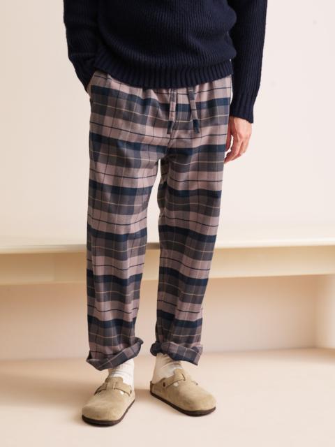 Derek Rose Kelburn Brushed Cotton Lounge Pants Navy & Dusty Pink Check