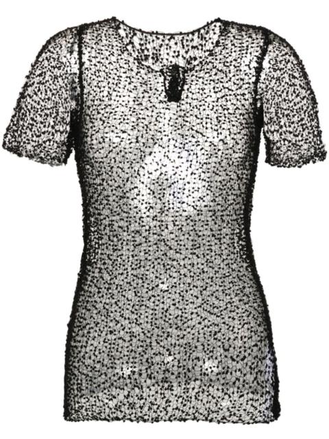 Maison Margiela dot-embroidered semi-sheer top