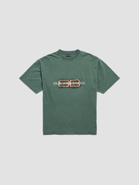 BALENCIAGA Men's Icon Stencil Medium Fit T-Shirt - Dark Green