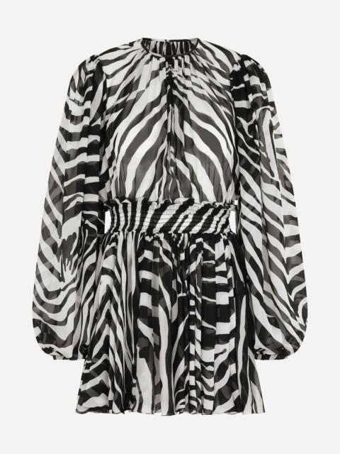 Dolce & Gabbana Short zebra-print chiffon dress