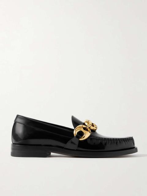 GUCCI Marina embellished glossed-leather loafers