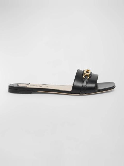 Whitney Calfskin Chain Slide Sandals