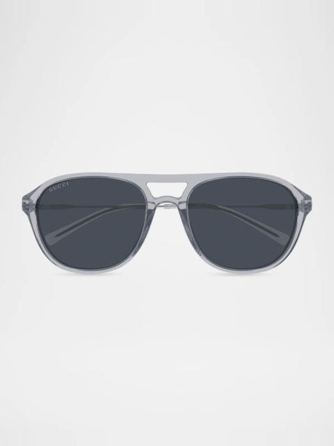 GUCCI Men's GG2254SK Quiet Luxury Recycled Acetate & Metal Pilot Sunglasses