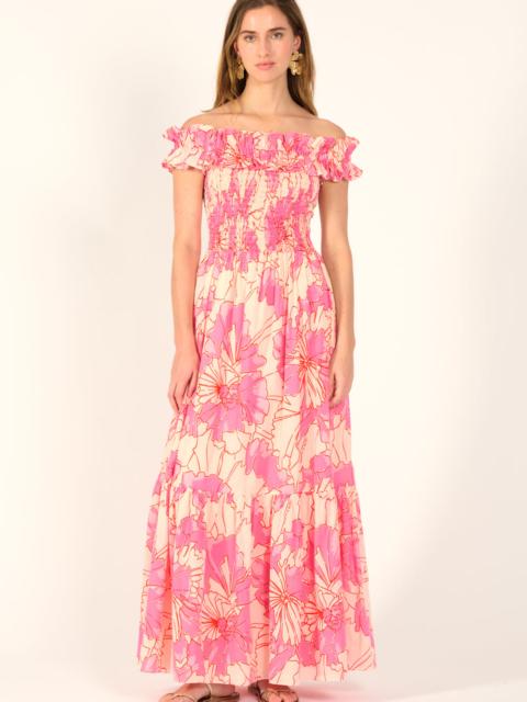 Poupette St Barth Long Dress Suzanne - Pink Petal