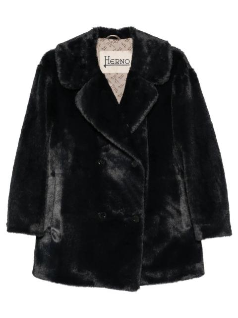 Herno Faux Beaver-Effect Fur Peacoat