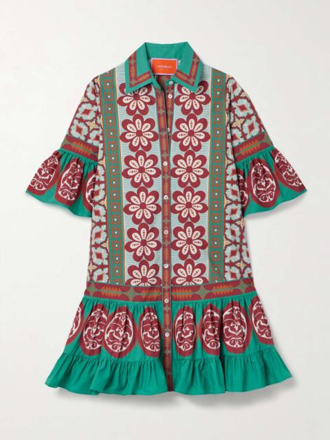 La DoubleJ Choux floral-print cotton-poplin mini shirt dress Multi