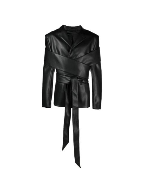 GmbH Perin faux-leather tied blazer