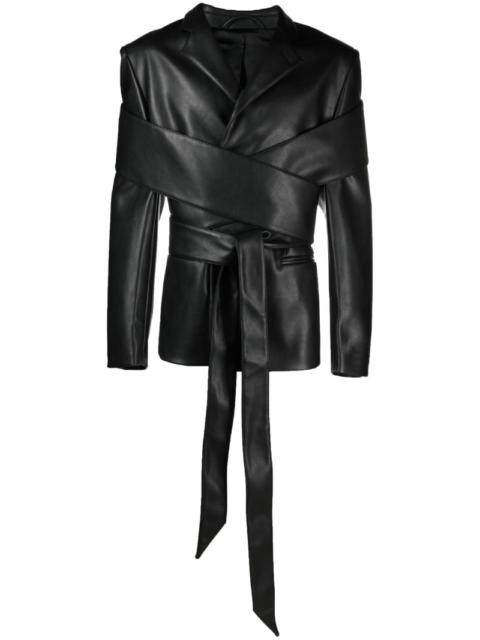 GmbH Perin faux-leather tied blazer