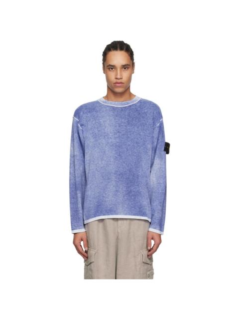 Stone Island Blue Raw Hand Light Organic Cotton Sweater