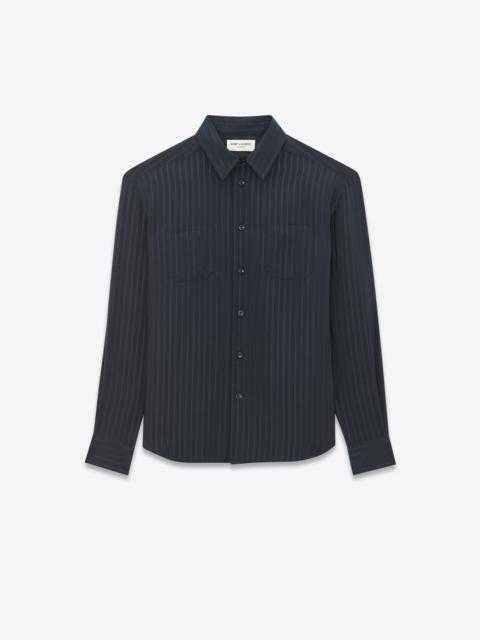 SAINT LAURENT cropped shirt in mat and shiny striped silk