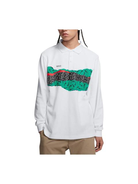 Nike Men's Nike Colorblock Logo Skateboard Long Sleeves Polo Shirt White CJ0045-100