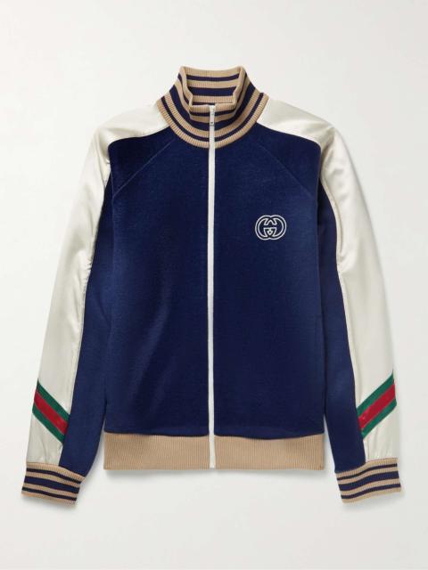 GUCCI Logo-Appliquéd Wool-Jersey and Satin Track Jacket