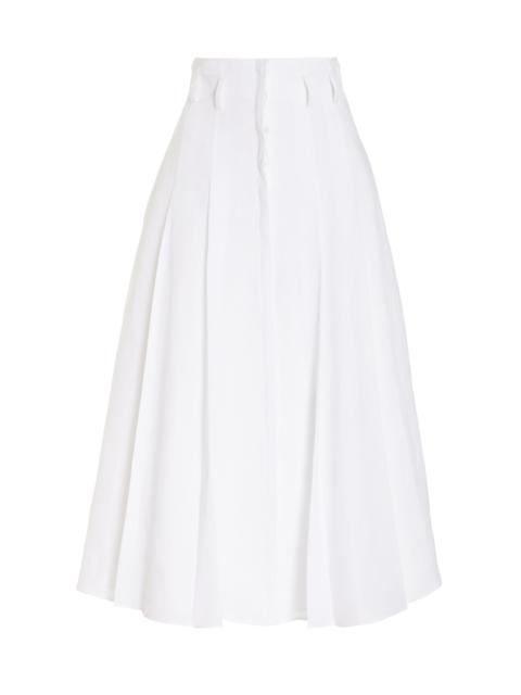GABRIELA HEARST Dugald Pleated Skirt in White Aloe Linen