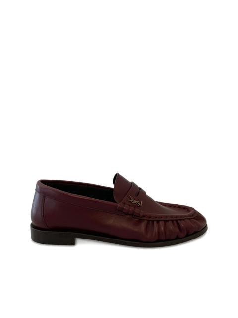 SAINT LAURENT logo-plaque pleated-effect loafers