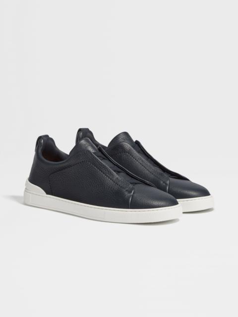 ZEGNA NAVY BLUE DEERSKIN TRIPLE STITCH™ SNEAKERS