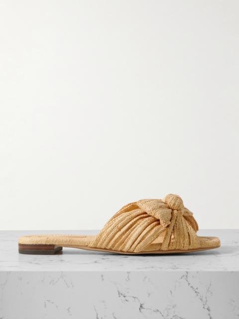 LOEFFLER RANDALL Daphne Bow-embellished Pleated Raffia Slides