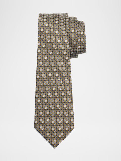 ZEGNA Men's Micro-Geometric Silk Jacquard Tie
