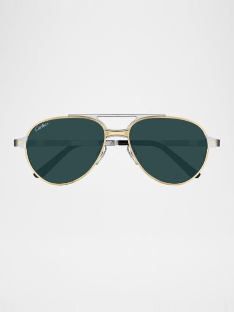 Cartier Men's CT0477SM Metal Aviator Sunglasses