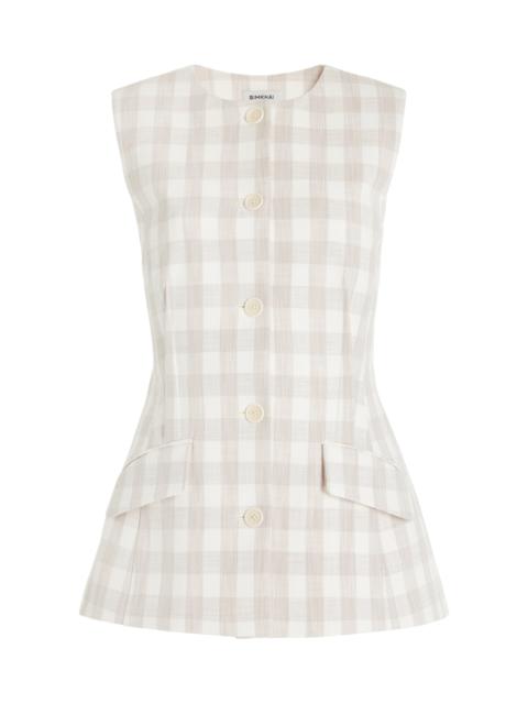 SIMKHAI Calliope Gingaham Vest off-white