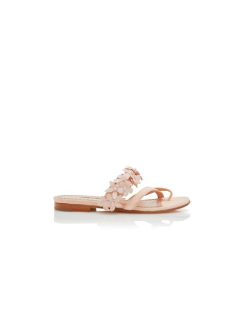Manolo Blahnik Light Beige Nappa Leather Flat Sandals