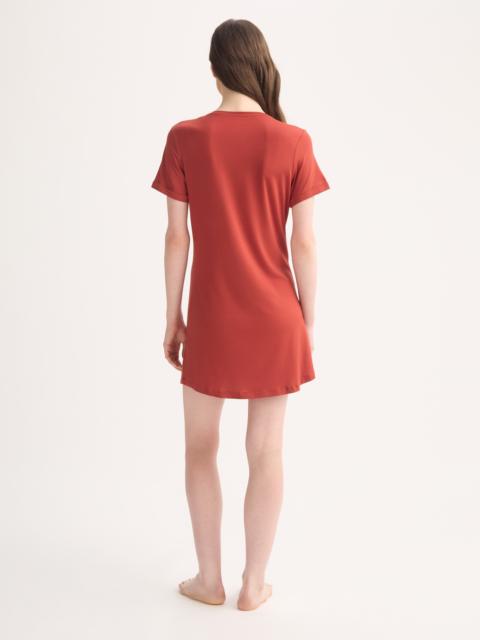 Derek Rose Women's V-Neck Sleep T-Shirt Lara Micro Modal Stretch Rose Red